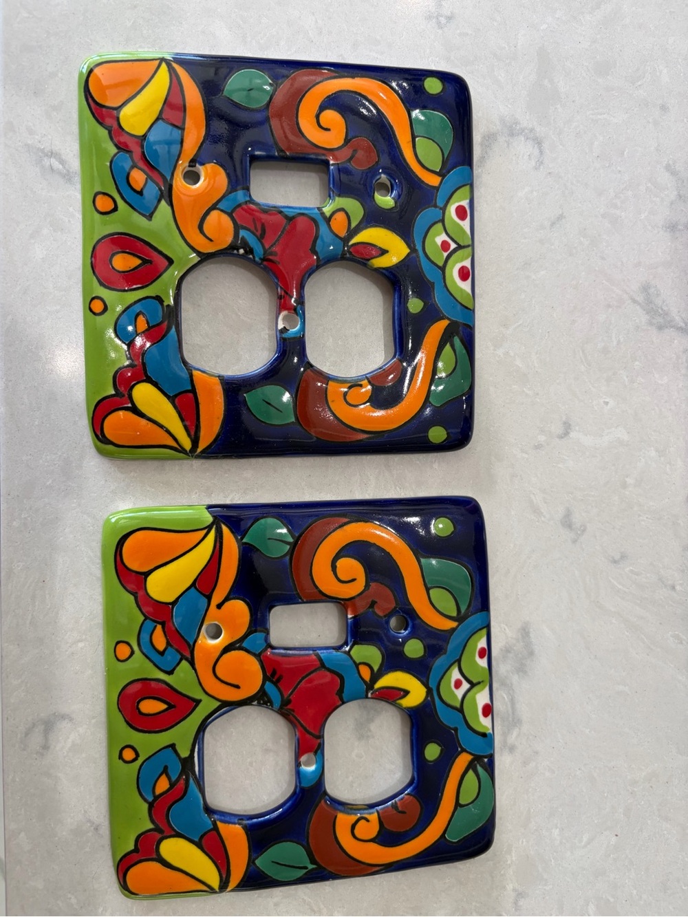 Televera Mexico Hand-Painted Double Outlet Wall Plate Cover - Ceramic